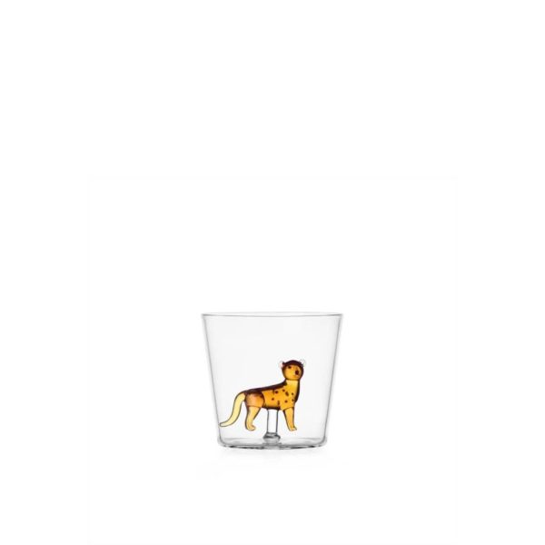 Cheetah Tumbler from Ichendorf Milano — handcrafted glass tumbler with cheetah detail.