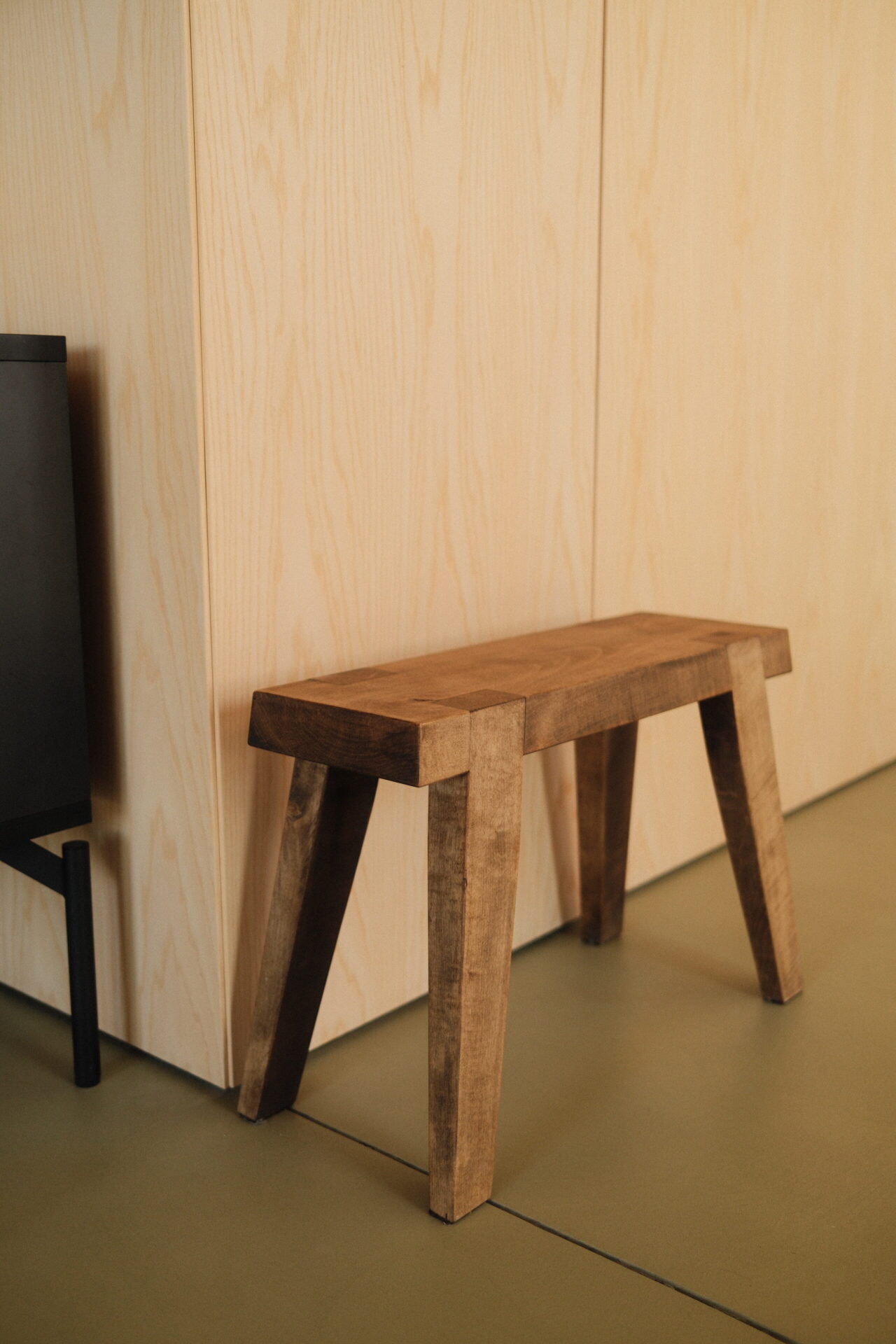 Handmade minimal walnut stool.