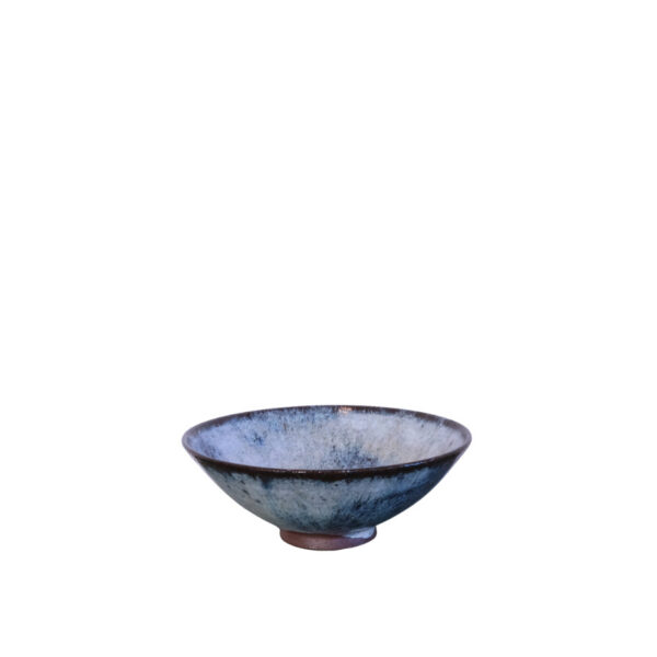 Handmade ceramic bowl with blue-white glaze by Brin Borin.